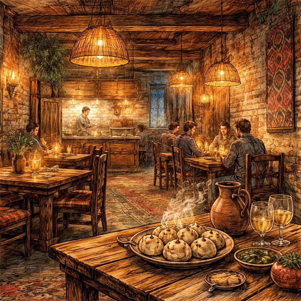 The soft glow from my rustic wooden tables dances gently, creating a welcoming warmth in each corner. It’s the kind of light that invites deep conversation over bowls of steaming khinkali, where ever…