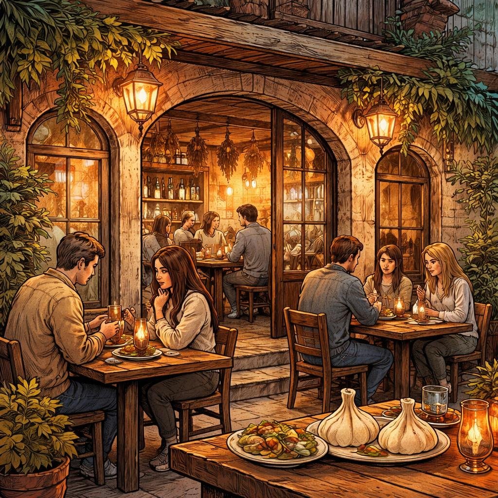 The warm glow from my wooden tables invites quiet conversations, where each shared plate of khinkali becomes a little story. Those moments linger, wrapping around hearts like a cherished memory.