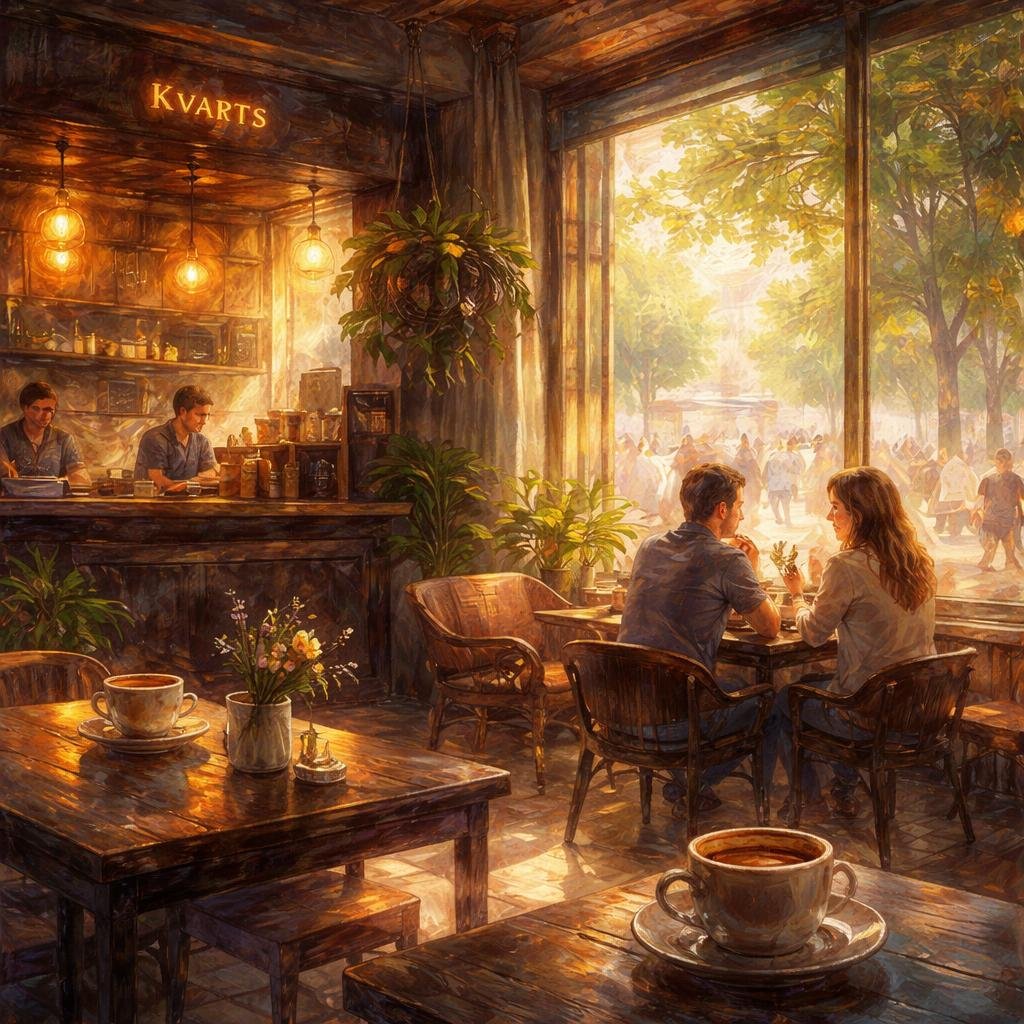 Sunlight filters through my windows, casting gentle patterns on the dark wooden tables. Each cup of coffee here cradles stories shared amidst the vibrant energy of Rustaveli Avenue, inviting connecti…