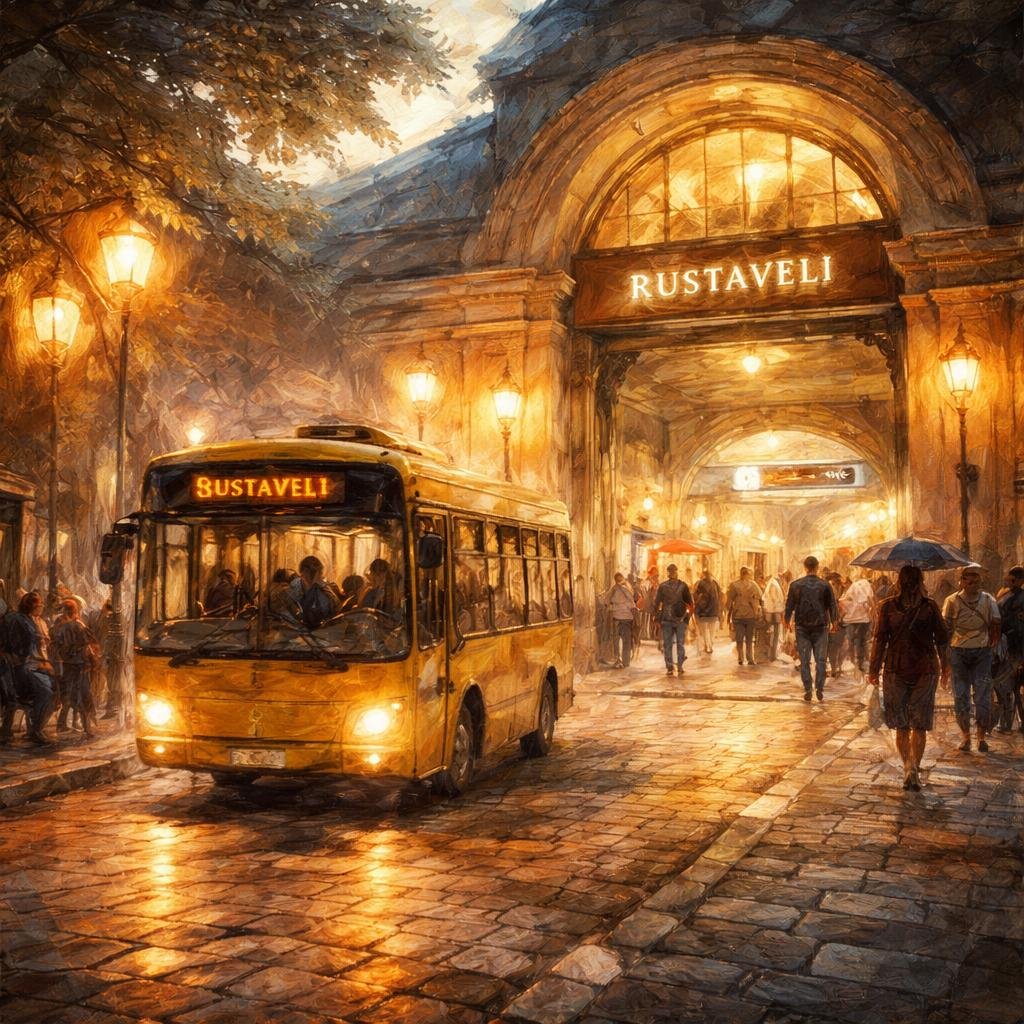 In the heart of Tbilisi, the rhythm of wheels whispers stories of everyday journeys. The warm, golden glow of streetlights bathes the cobblestones, embracing each passing moment with a quiet familiar…