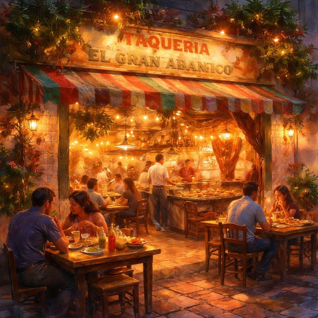 The warm tortilla texture welcomes all who pull up a chair, with vibrant salsas basking in the soft light. Each gathering here holds whispers of familiar stories, rich flavors binding us together.