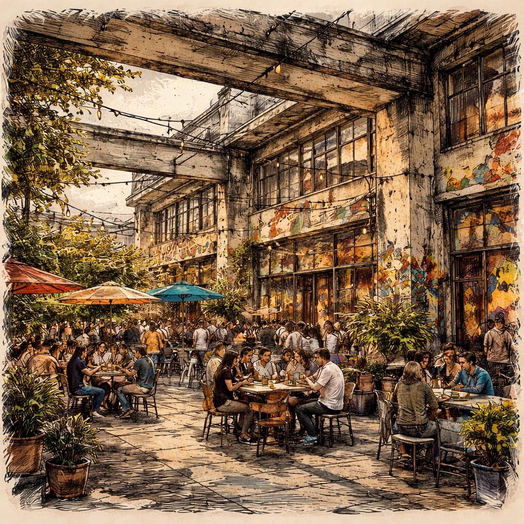 The gentle play of light on the old concrete beams reminds me of days filled with laughter and shared stories. Each moment here holds the warmth of connection, weaving a unique tapestry of memories.