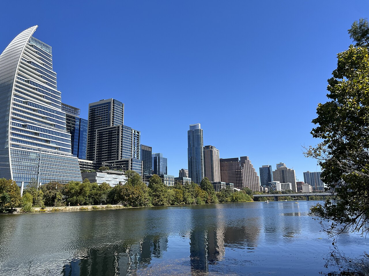 Austin skyline seen across Lady Bird Lake